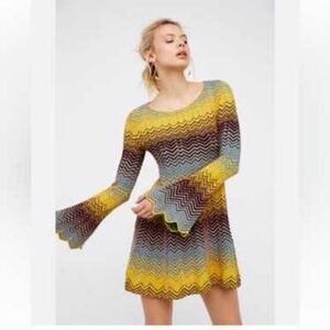 Free People Bella Striped Sweater Mini Dress In S